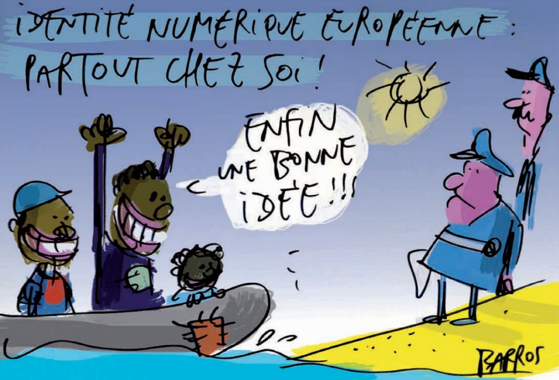 Le portefeuille européen d'identité numérique vu par le dessinateur Yves Barros (Archimag) identite-numerique-portefeuille