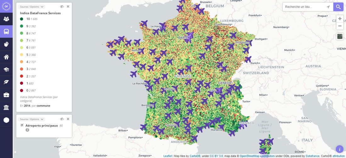 Open data et datavisualisation : Installations aéroportuaires sur le territoire français. (DataFrance) open-data-datavisualisation-aeroports-france