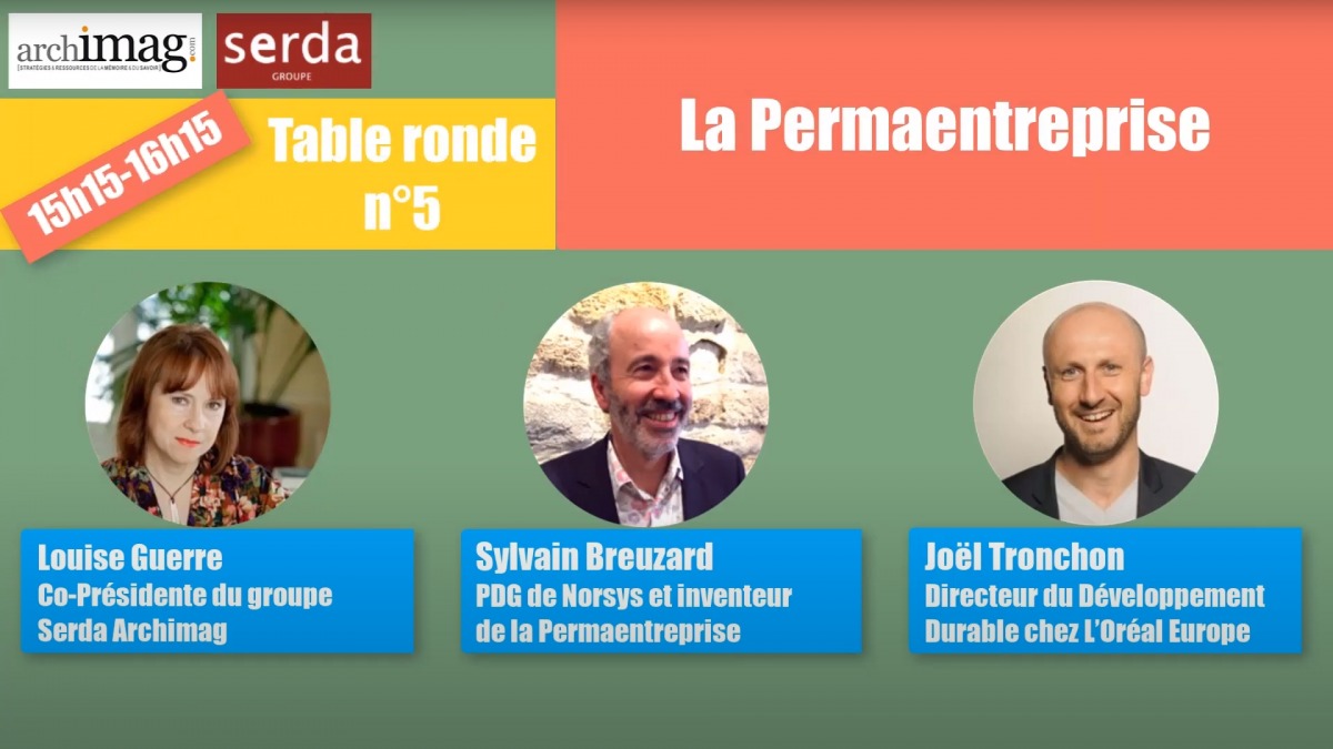 Table ronde n°5 : Management, recherche de sens : vers la Permaentreprise, avec Louise Guerre, Sylvain Breuzard et Joël Tronchon (DR) permaentreprise-management-sens