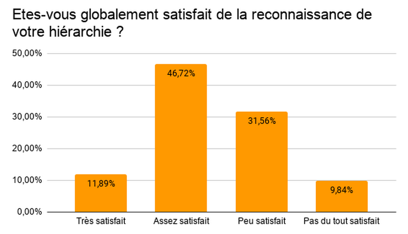 Satisfaction des professionnels de la gestion de l'information vis à vis de la reconnaissance de leur hiérarchie. (Archimag) professionnels-information-reconnaissance-hierarchie