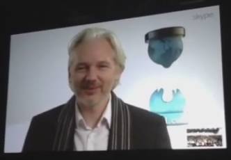Julian Assange lors du South by Southwest (SXSW) d'Austin (LeMonde)
