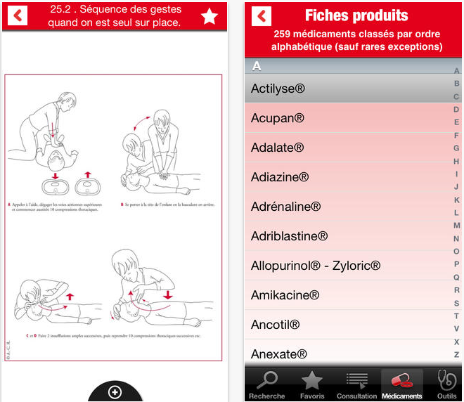 Application mobile pour les urgences pédiatriques.