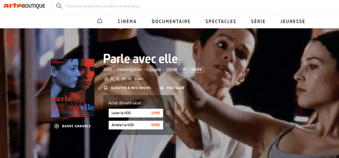 Interface de l'offre VOD d'Arte. (DR) VOD-Arte