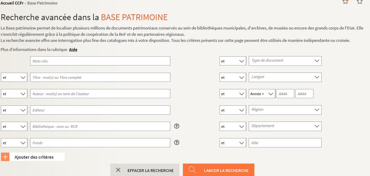 Un formulaire de recherche est mis à la disposition des internautes. (Base patrimoine / BnF) Base-patrimoine-BnF-passe-cap-10-millions-notices