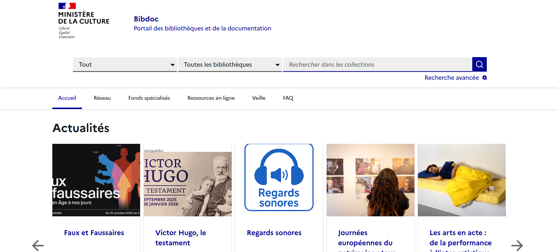 Page d'accueil du portail documentaire Bibdoc (Ministère de la Culture) ministere-Culture-devoile-nouveau-portail-recherche-documentaire