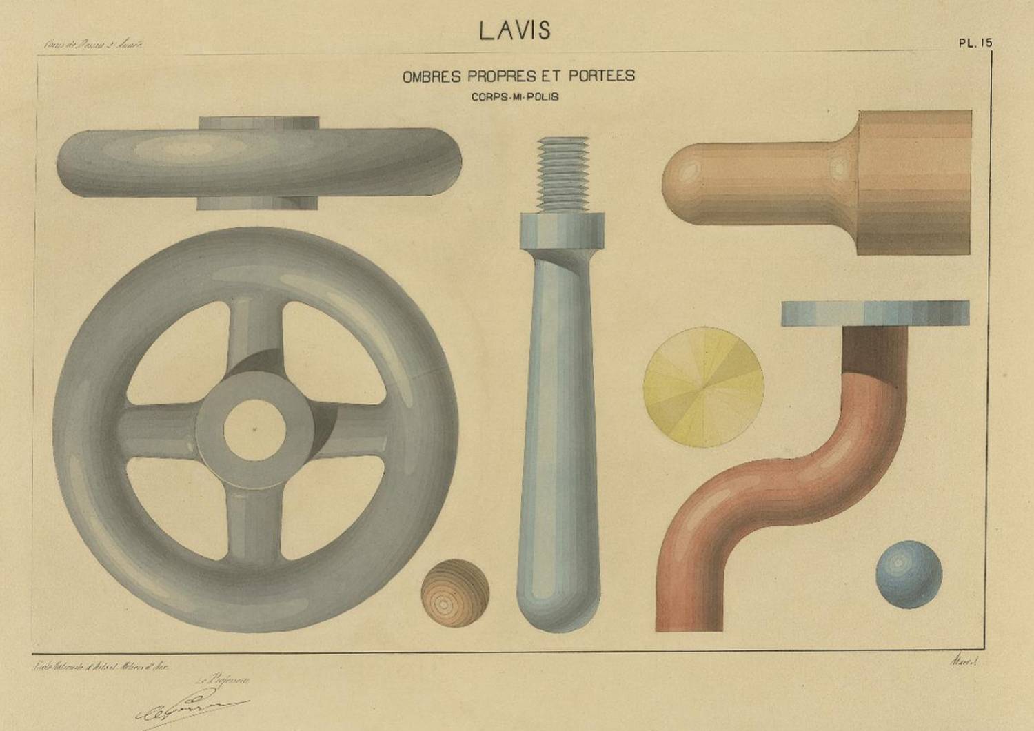 Cours de dessin de 2ème année de 1890, issu de l'école nationale d'Arts et Métiers d'Aix. (Ecole Nationale d'Arts et Métiers - Aix-en -Provence) ecole-arts-metiers
