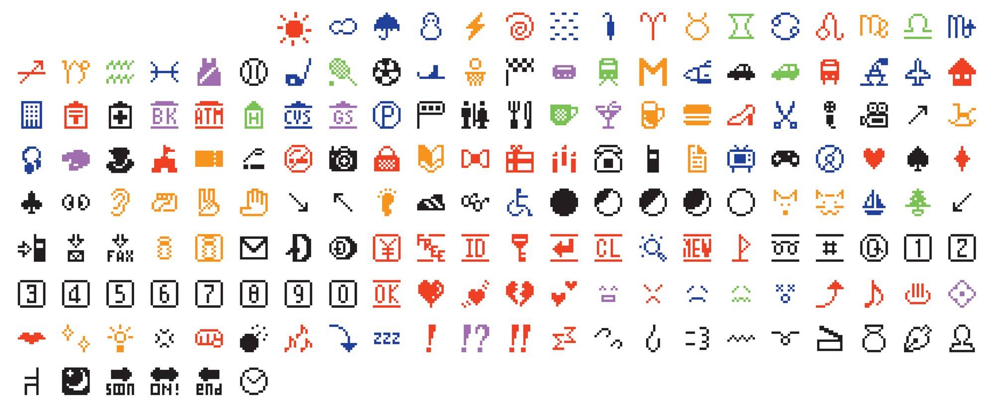 Voici les 176 premiers emojis de l'histoire, créés en 1999 par Shigetaka Kurita pour l'opérateur telecom japonais NTT Docomo (MoMa) emojis-moma