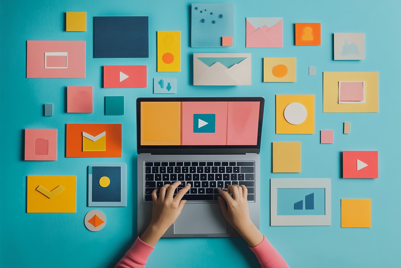 ordinateur-contenus-mains-clavier-medias-sociaux-videos-textes