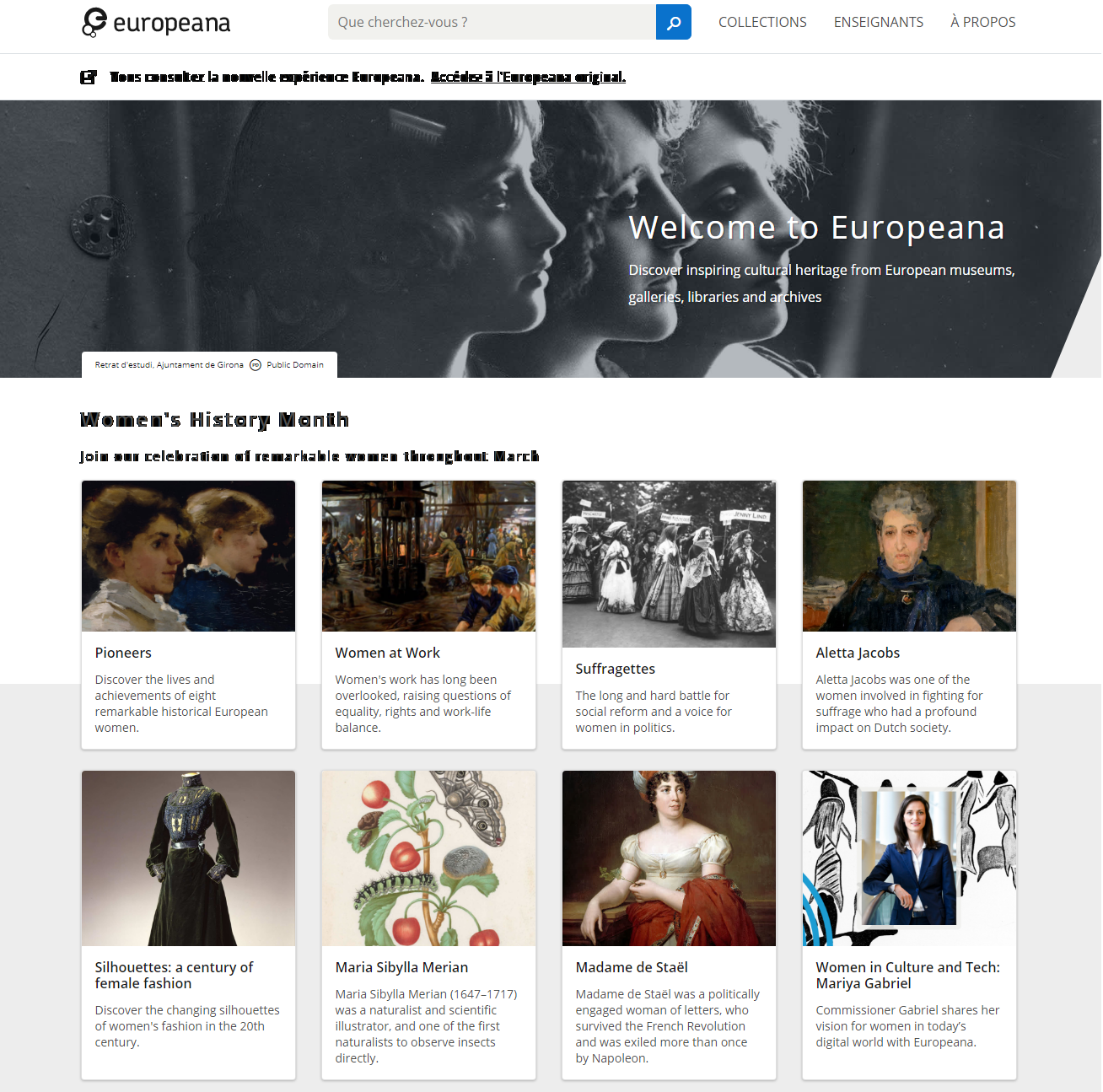 Page d'accueil d'Europeana (europeana.eu.fr)