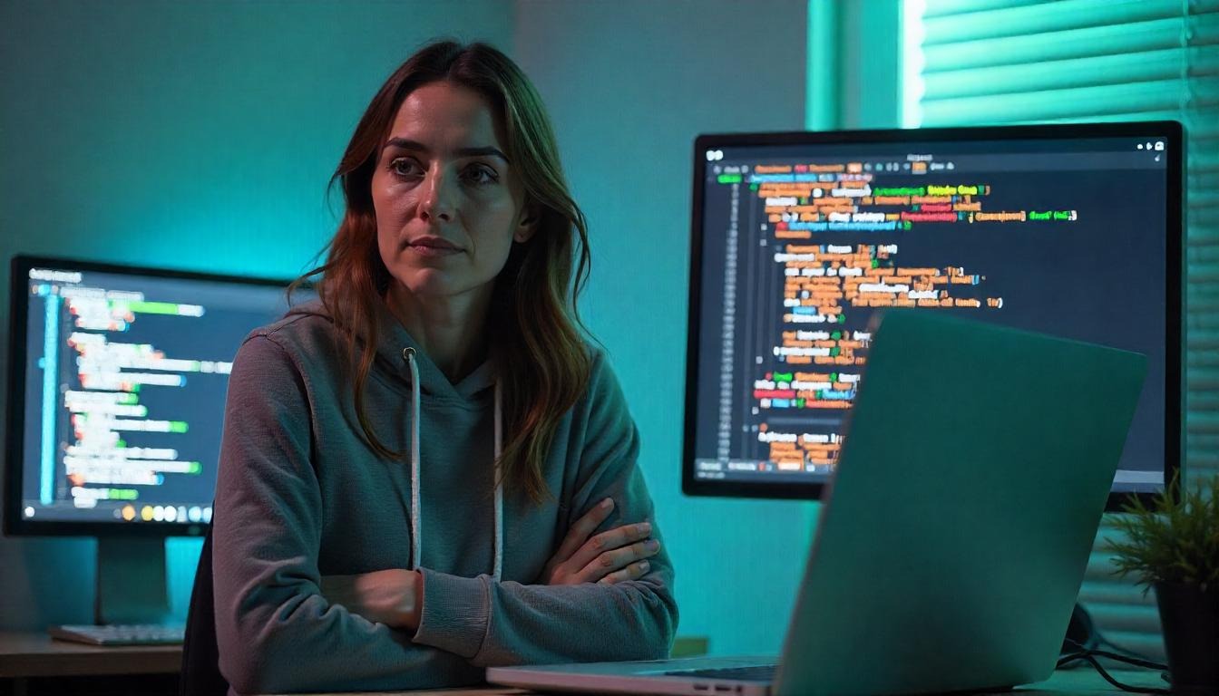 L’adoption de l’IA ne doit pas se faire au détriment de la cybersécurité. Femme inquiète
