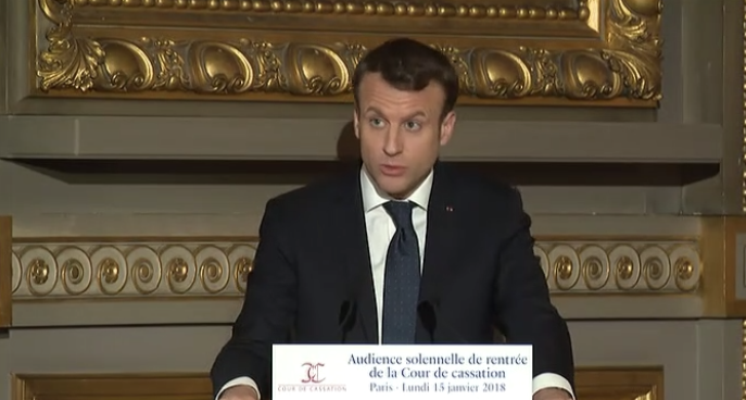 Emmanuem Macron devant les membres de la Cour de cassation (elysee.fr)