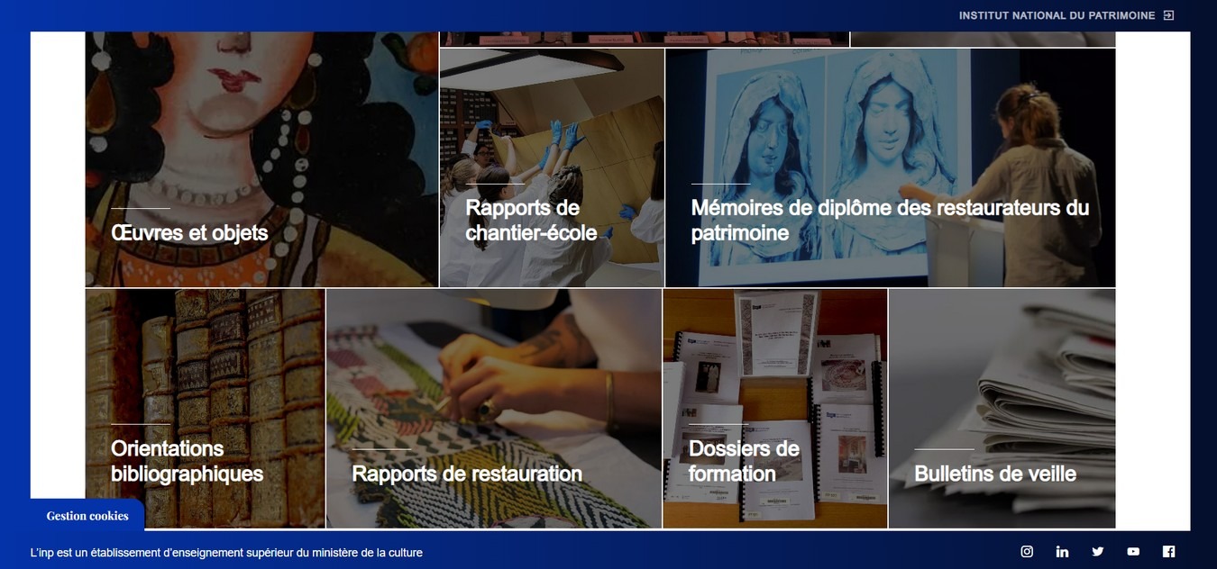 La médiathèque numérique recense des contenus à lire, mais aussi à voir et à écouter. (INP) archives-ouvertes-mediatheque-numerique-institut-national-patrimoine