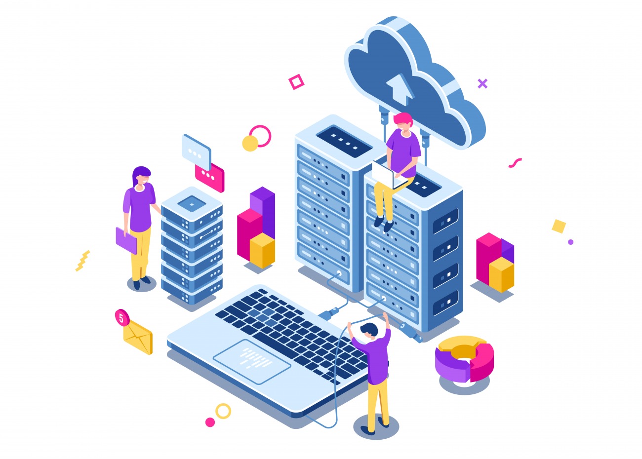 La numérisation intelligente contribue notamment à améliorer l'efficacité des organisations et leur conformité au RGPD. (Freepik/fullvector) data-center-numerisation-intelligente-automatisation-processus-workflows