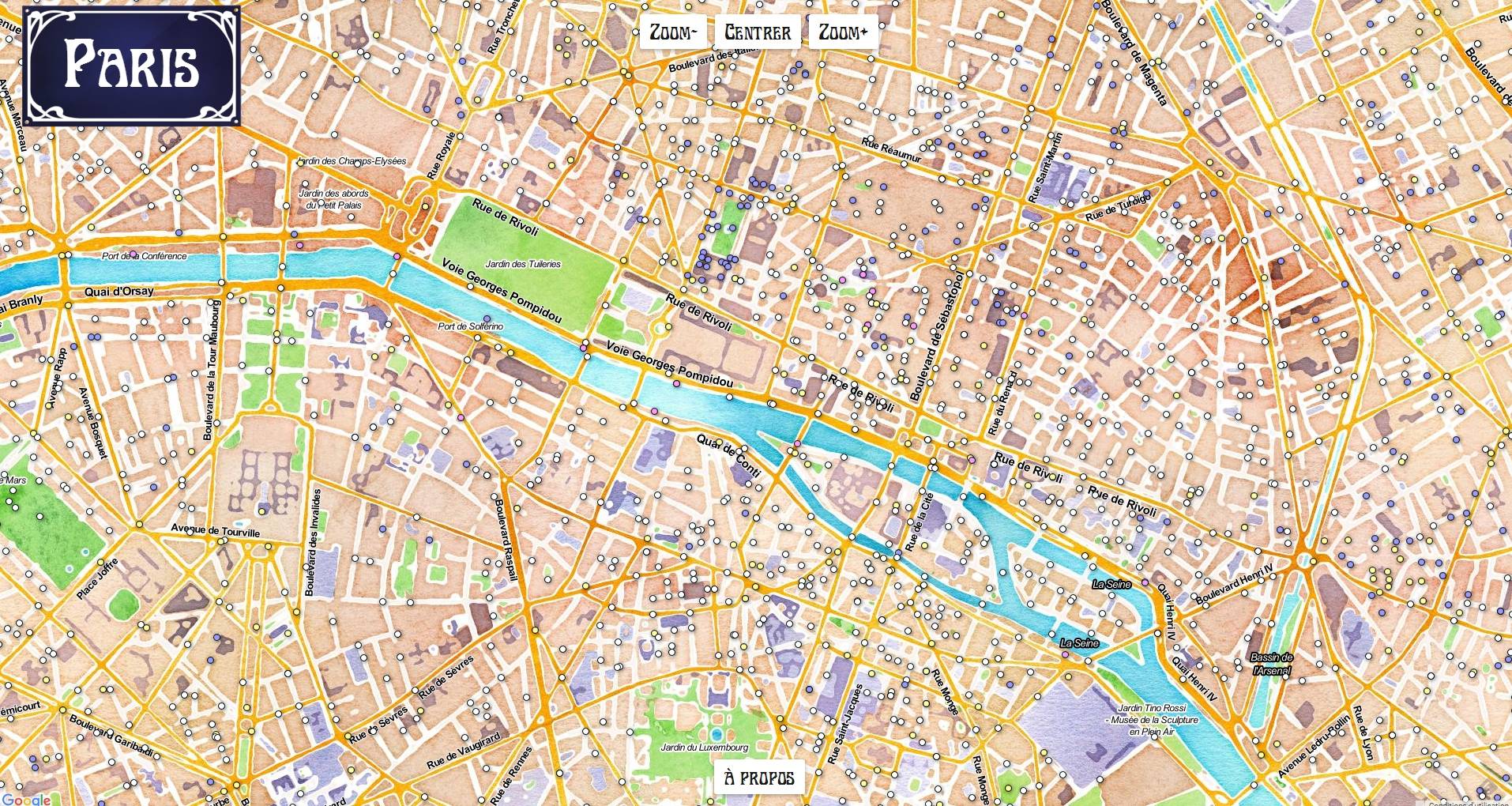 La carte interactive compte plus de 3 000 rues, 500 places, 400 voies et 300 avenues. (DR) open-data-paris