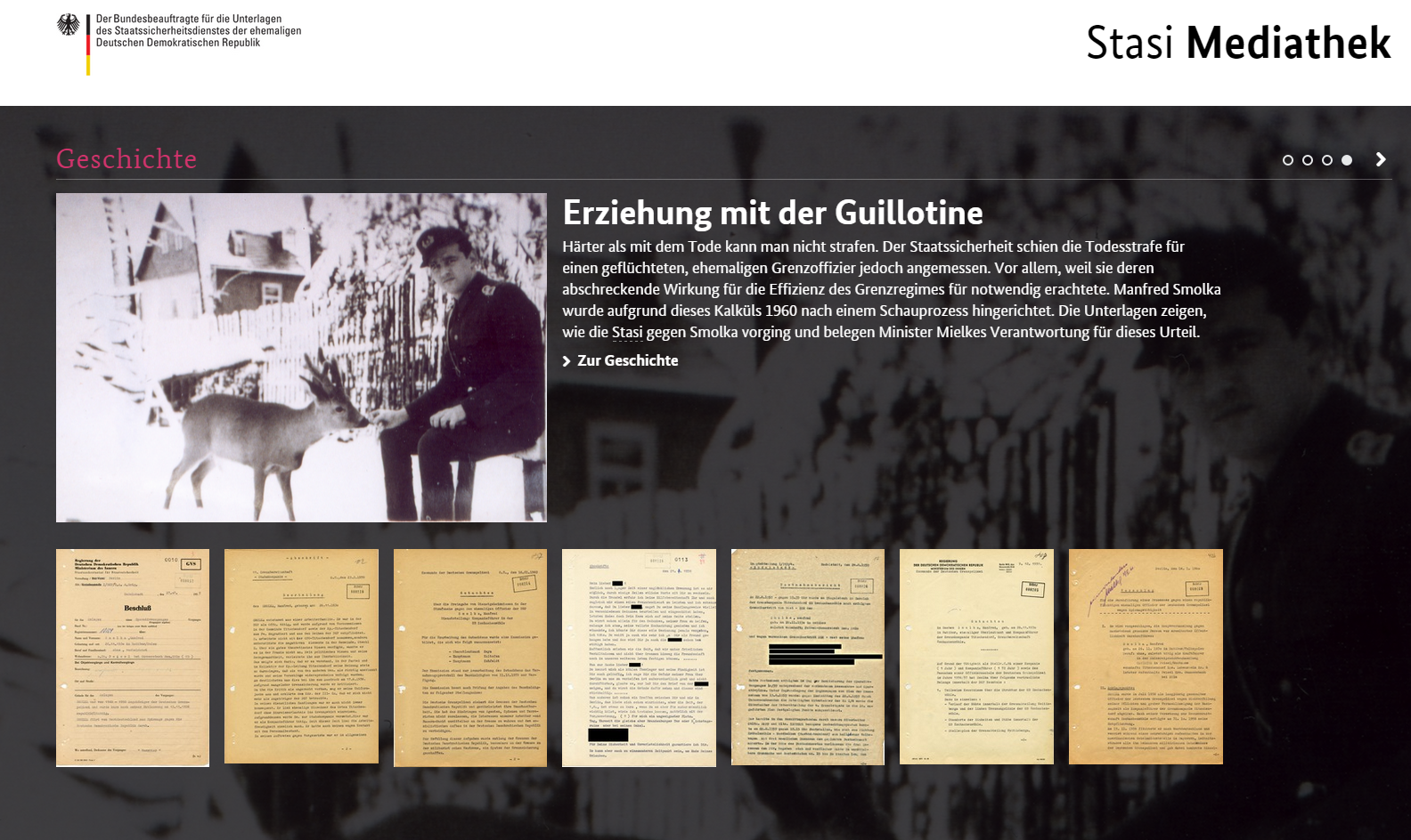 Page d'accueil de la Stasi Mediathek (Stasi Mediathek)