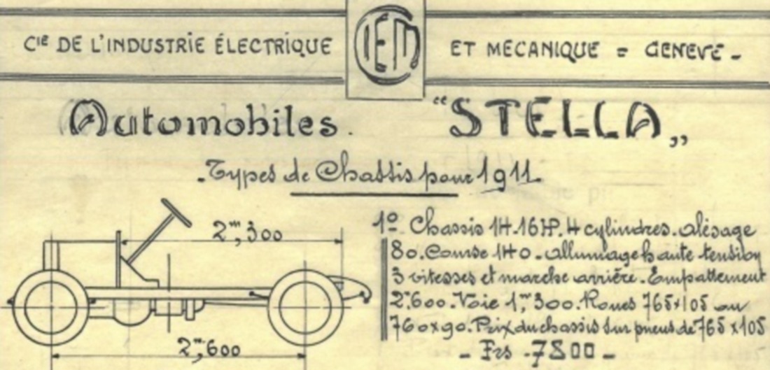 Exemple d’archives privées : Automoiles Stella, type de châssis, 1911 (Archives de la Ville de Genève, Fonds Sécheron) suisse-acquisition-archives-privees